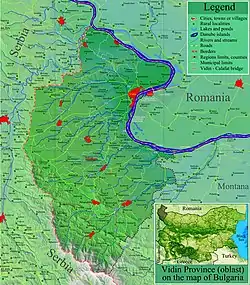 Location of Vidin Province in Bulgaria