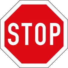 The standard international stop sign, following the Vienna Convention on Road Signs and Signals of 1968