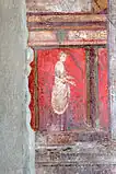 The bright vermilion murals in the Villa of Mysteries in Pompeii  (before 79 AD) were painted with ground and powdered cinnabar, the most expensive red pigment of the time.