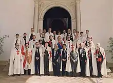 Vincent Powell-Smith (2nd row, 3rd from the right) at Knights Templar's investiture in Évora, Portugal (1987?)