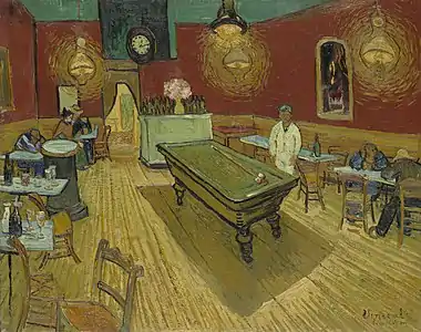 The Night Café (1888), by Vincent van Gogh, used red and green to express what Van Gogh called "the terrible human passions."