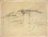 Drawbridge in Arles, crayon, 1888, Rhode Island School of Design Museum, Providence (F1416)