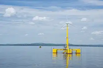 University of Maine's Floating wind turbine VolturnUS 1:8 was the first grid-connected offshore wind turbine in the Americas.