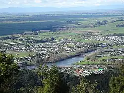 Ngāruawāhia, Waikato basin and Kaimais from Hakarimata Summit