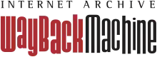 Stylized text saying: "INTERNET ARCHIVE WAYBACK MACHINE". The text is in black, except for "WAYBACK", which is in red.