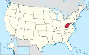 West Virginia's location within the U.S.