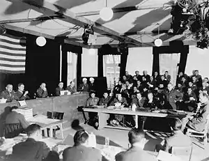 Friedrich Wetzel (right) during his testimony on 29 November 1945