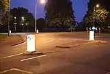 Internally illuminated bollards direct traffic in England