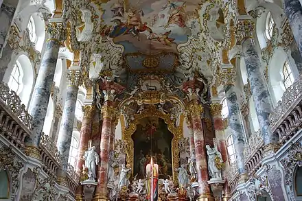 Pilgrimage Church of Wies, Steingaden, Germany, by Dominikus and Johann Baptist Zimmermann, 1754