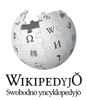 Wikipedia logo showing "Wikipedia: The Free Encyclopedia" in Silesian