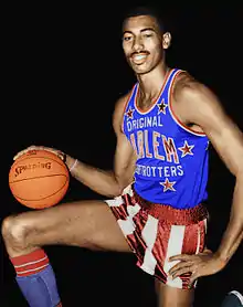 Wilt Chamberlain while playing for the Harlem Globetrotters