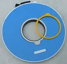 Full-size, half-inch tape reel with write enable rings