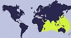 A map of the distribution of Mauritia arabica