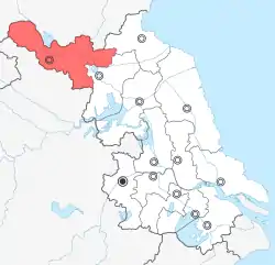 Location of Xuzhou City jurisdiction in Jiangsu