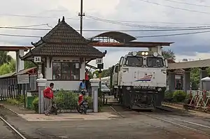 A train arriving at Yogyakarta Station