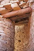 Wooden lintel in doorway