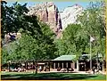 Angels Landing and Observation Point from Zion Lodge