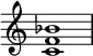 
{
\override Score.TimeSignature #'stencil = ##f
\relative c' { 
  \clef treble \time 4/4 <c f bes>1
} }
