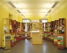 Fourteen interlocking and movable display cabinets with books and personal artifacts related to children's author Erich Kästner